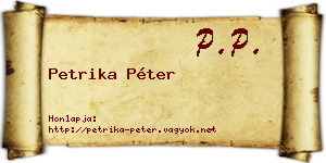 Petrika Péter névjegykártya