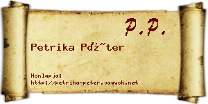Petrika Péter névjegykártya